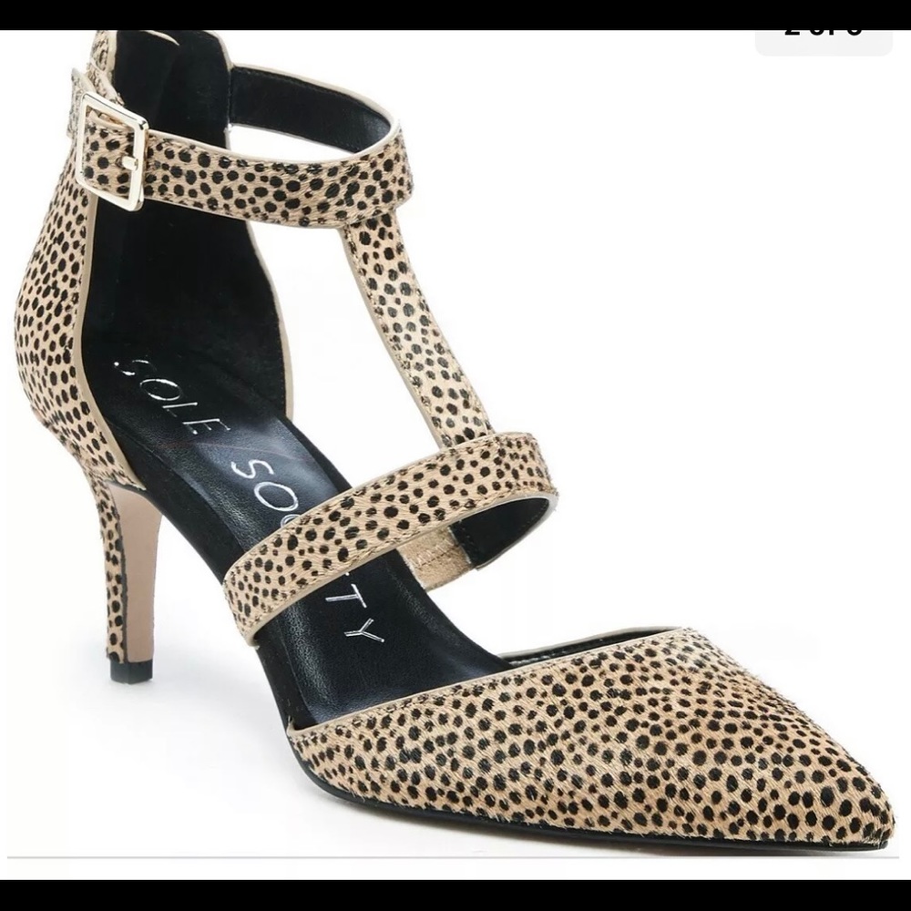 Sole Society Womens Edelyn2 Pumps Genuine calf hair upper spotted cheetah print